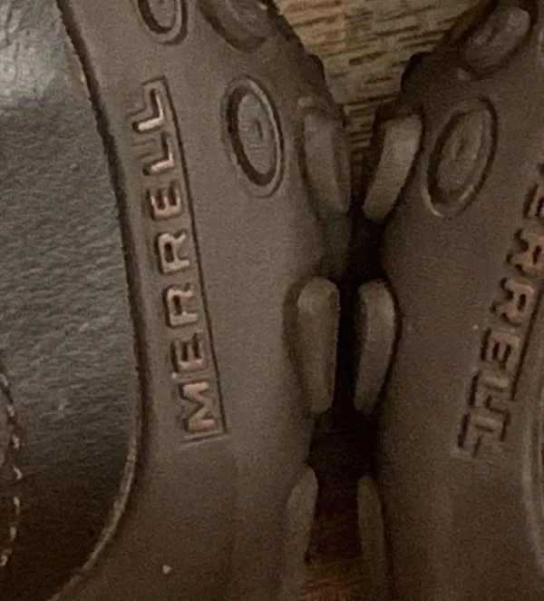 Merrell Mary Jane slip on. 8.5 dark taupe tan suede upper w/ leather accents - Image 6