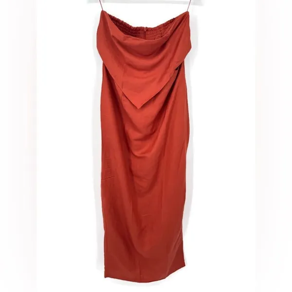 Revolve Rumer Roam Bandana‎ Maxi Linen Chocolate Brown Cutouts Dress Med NWT - Image 5
