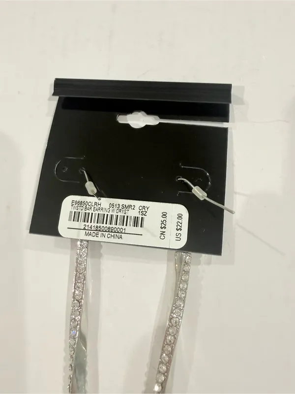 Cute bebe Crystal Linear Drop Earrings - Silver dangle drop fashion design gift - Image 3