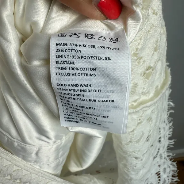 Bardot White embroidered midi cocktail dress luxury party knee length size M‎ - Image 5