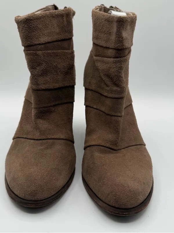 Steve Madden Arrena Brown Suede Ankle Boots 10M Slouchy Block Heel Back Zip - Image 2