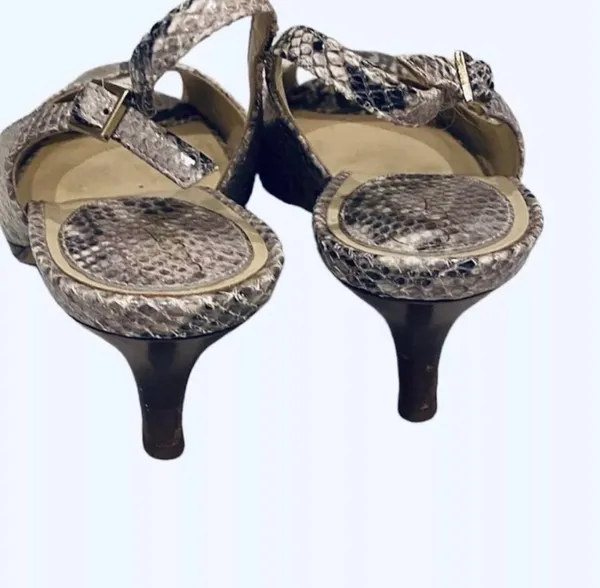Cole Haan Nike Air Slingback Reptile Snakeskin Heels Peep Toe 10 Neutral Tan - Image 3