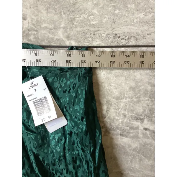 L*Space Harlow Pant Green Leopard Jacquard Wide Leg Viscose Trousers Size 2 NEW - Image 4