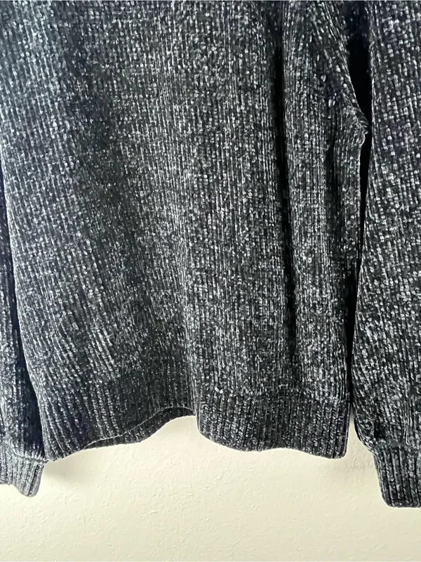 LOFT Black Wash Chenille Mock Neck Long Sleeves Sweater Size Large Cozy Casual - Image 8