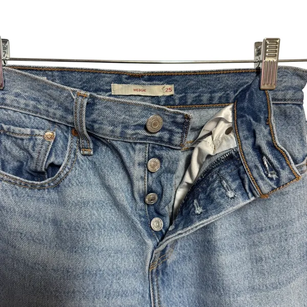 Levi's Wedgie Button Fly Jeans Medium Wash Denim Blue 25 - Image 2