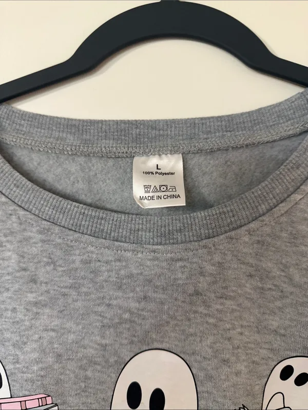 Grey Ghosts Graphic Crewneck Sweatshirt Gray Size L - Image 3