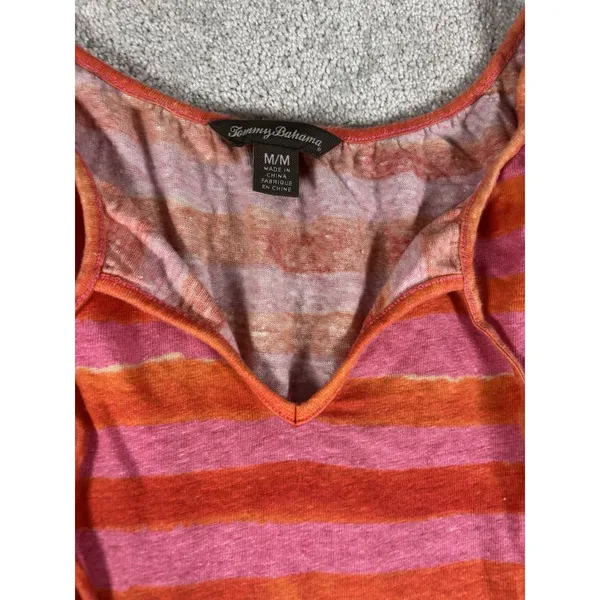 tommy bahama pink orange stripe linen blend dress medium t shirt dress Tunic - Image 8