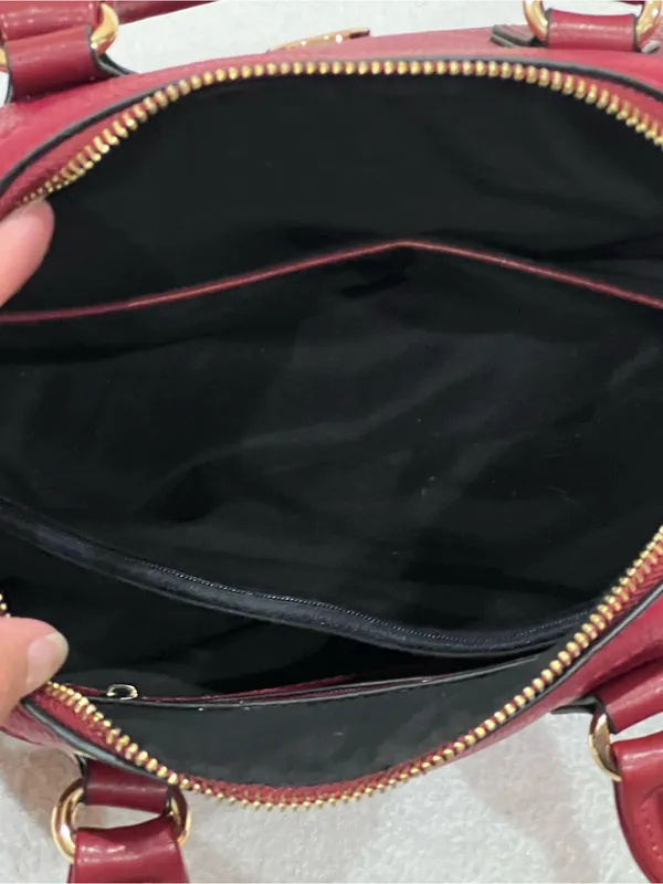 Jessica Moore Berry Red Pebbled Faux Leather Venture Satchel - Image 11