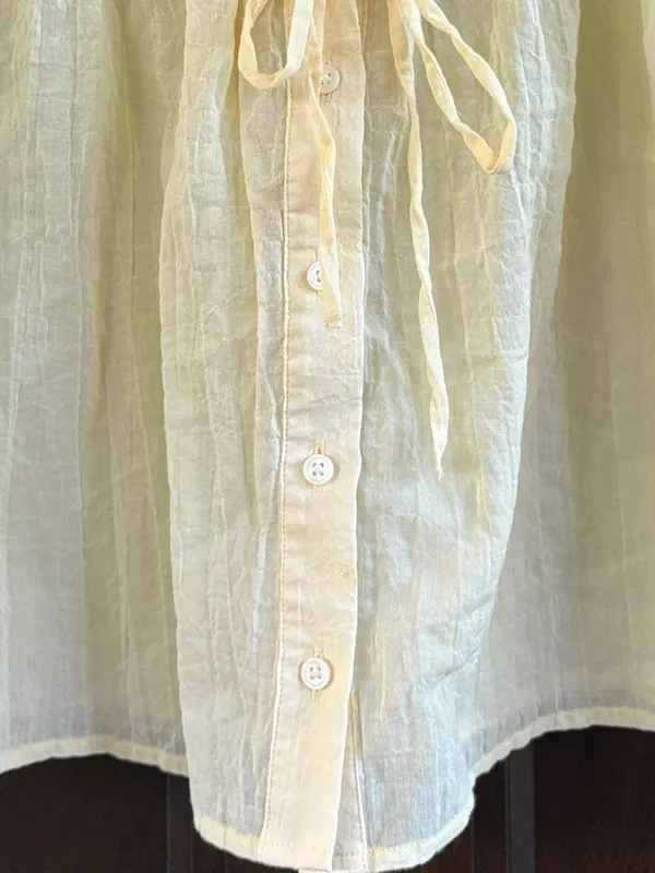Like New J. Crew Ruffle Trimmed Button-Up Top Yellow Size Small - Image 5