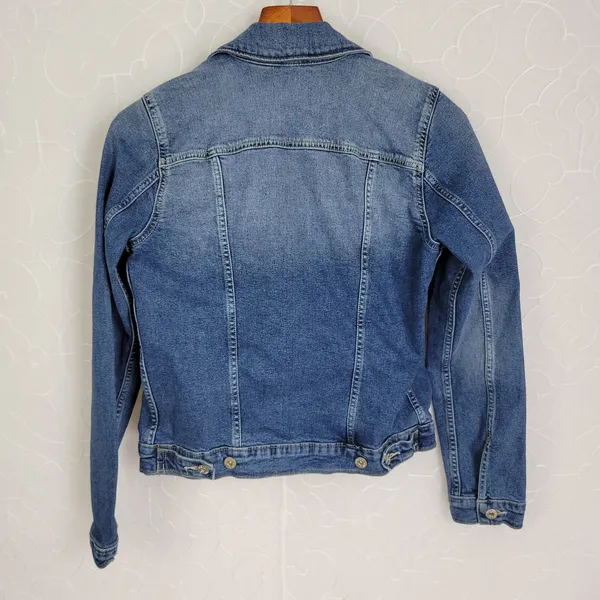 Levi's Denizen Womens Jacket Medium Blue Denim Buttoned Chest Pocket Collared‎ - Image 7