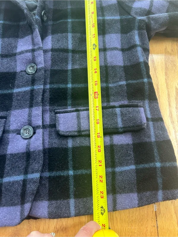 Vtg Woolrich Women M Purple Black Plaid Wool Jacket Quilted Sherpa Collar‎ Coat - Image 8