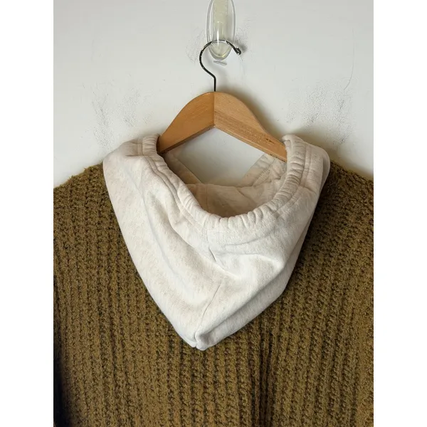 Aerie OFFLINE Sweater Hoodie Women‎ Large Brown Ribbed Knit Pullover Cozy Comfy - Image 6