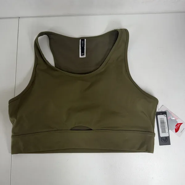Savvi 2XL Solstice Bra Olive Green Sports Racerback Mesh Cutout F1-728-06-2X - Image 2