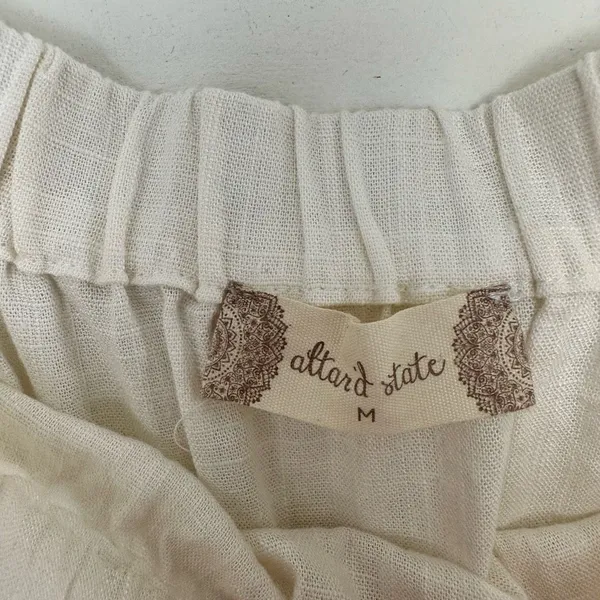 Altar’d State Women’s White Medium Linen Blend Tassel Strapless Blouse - Image 3