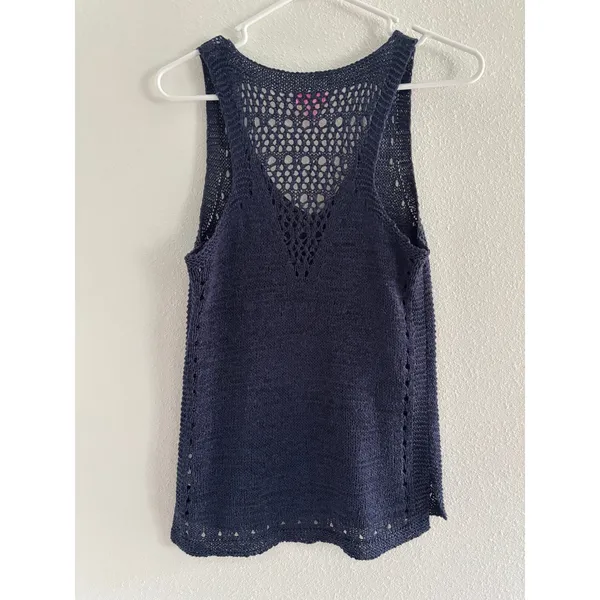 Lilly Pulitzer Vest Womens Medium Blue‎ Crochet Beachy Coastal Quiet Luxury - Image 3