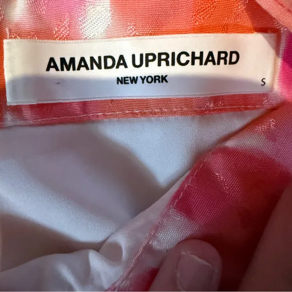 Amanda Uprichard‎ Mini Dress Women’s Size Small Pink Orange Long Sleeve Ruffle - Image 3
