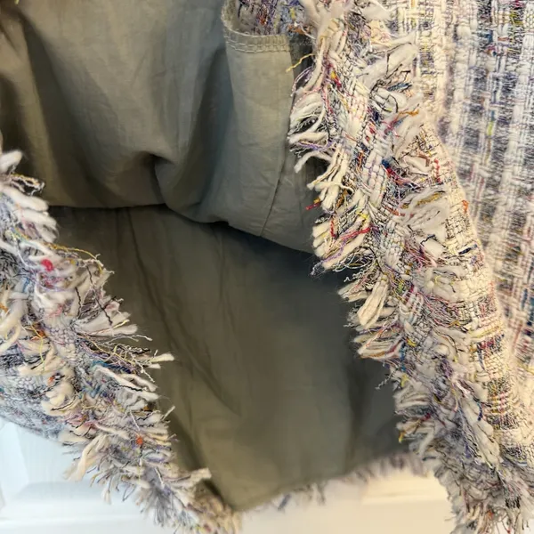 POL Tweed Dress LG White Colorful Plaid Fringe Button Detail Business Dressy‎ - Image 8