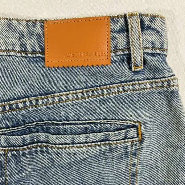 Avec Les Filles Distressed Utility Cargo Jeans Light Wash Wide Leg Size 28 - Image 6