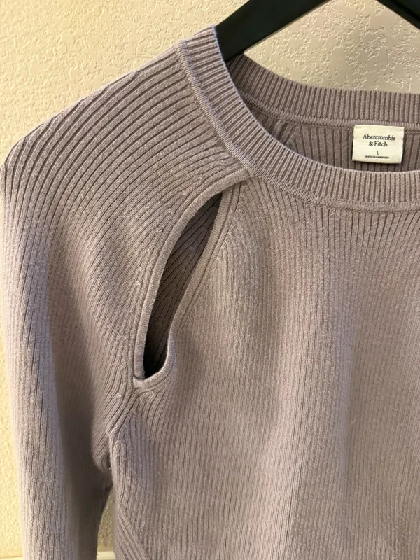 Abercrombie Grey Long Sleeve Ribbed Sweater L - Image 3