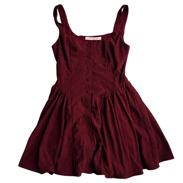 Altar'd State Ollie Mini Dress Burgundy Corduroy XS - Image 2