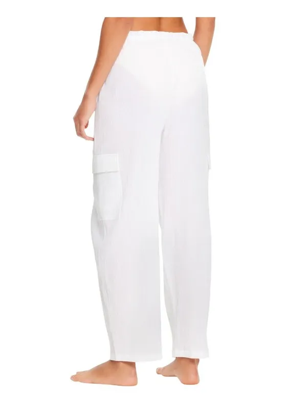 NWT Sanctuary Womens Woven Cover Up Cotton Pants White M - Image 2