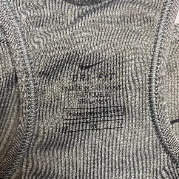 Nike Dri Fit Racerback Swoosh Sports Bra Women's Size M Gray Athleisure - Image 3
