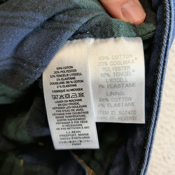 LL Bean Favorite Fit Flannel Lined Jeans Dark Indigo Rinse‎ Size 8 Reg 507470 - Image 4