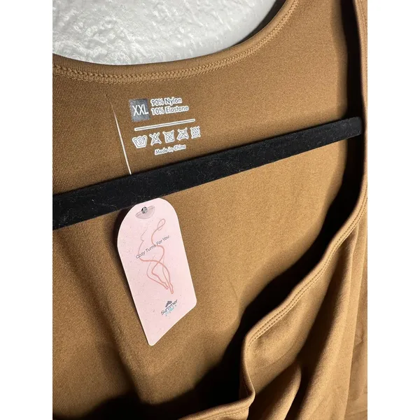 Source Unknown NEW Summer Mae Maternity Bodysuit Womens XXL Brown Compression Ribbed Sculpting - Image 2
