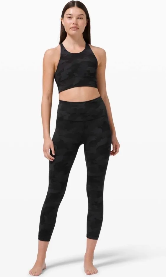 Lululemon Free To Be Bra Wild High Neck Long Line "Light Support, A/B Cup Heritage 365 Camo Deep Coal Multi 6 - Image 6