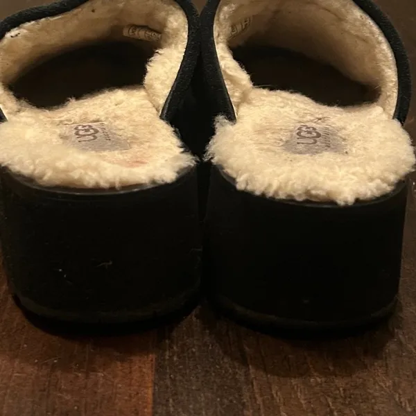 UGG Clog Mule Black Suede 9 Shearling Platform‎ Floral S/N 5304 Chunky Y2K Retro - Image 9