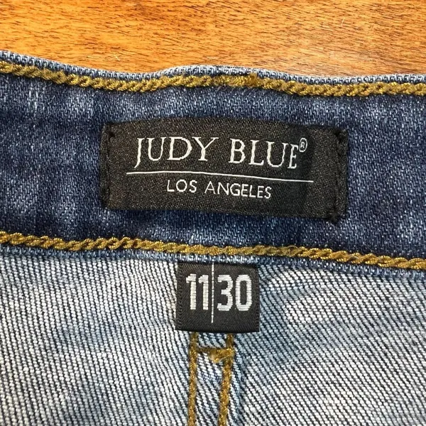 Judy Blue Jeans Womens 11/30 Blue Boot Cut Medium Wash Frayed Hem‎ Stretch Denim - Image 13