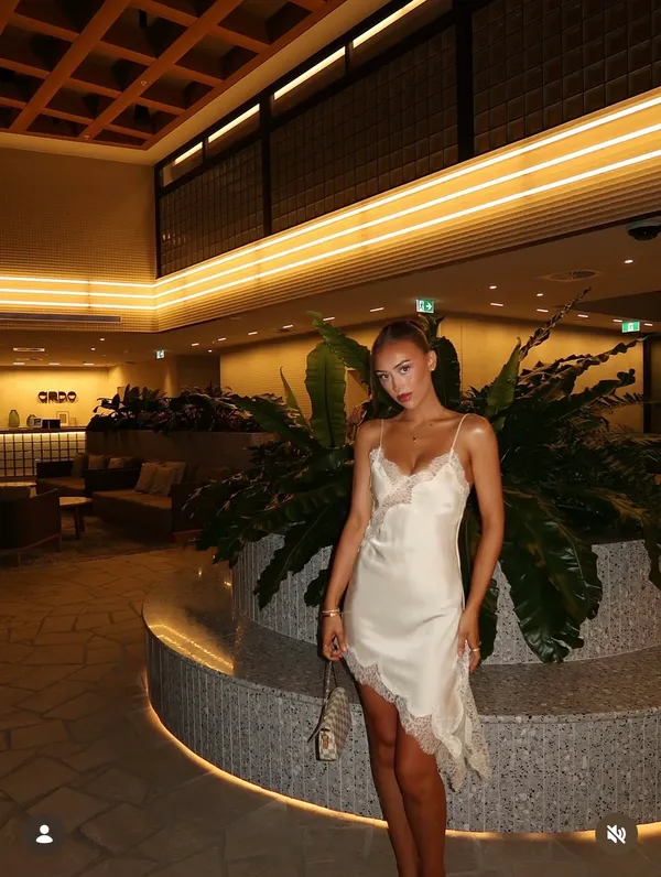Zara Women’s Lace-Trim Satin Slip Mink Evening Dress in Cream - Image 2