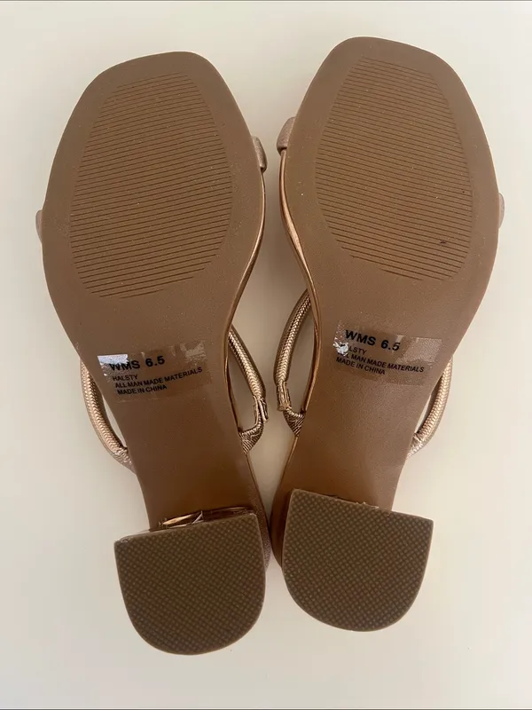 NWOT Dolce Vita Rose Gold Halsty Two-Band Strappy 3” Block Heel Sandals Size 6.5 - Image 8
