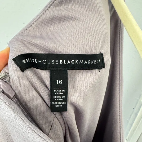 White House Black Market Lavender V-Neck Sheath Dress Size 16 Sleeveless Stretch - Image 7
