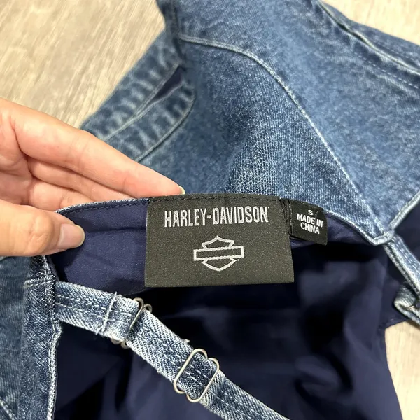 Harley-Davidson Denim Jean Cool Blue Bustier Tank Top Size S - Image 4