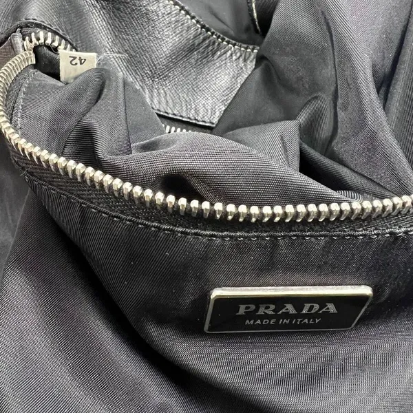 Prada Leather/Nylon Buckled Satchel Tote Bag - Image 3