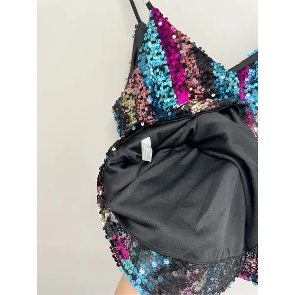 Francesca’s Sequin‎ Cami Top Multicolor Medium V Neck NEW Blue - Image 8
