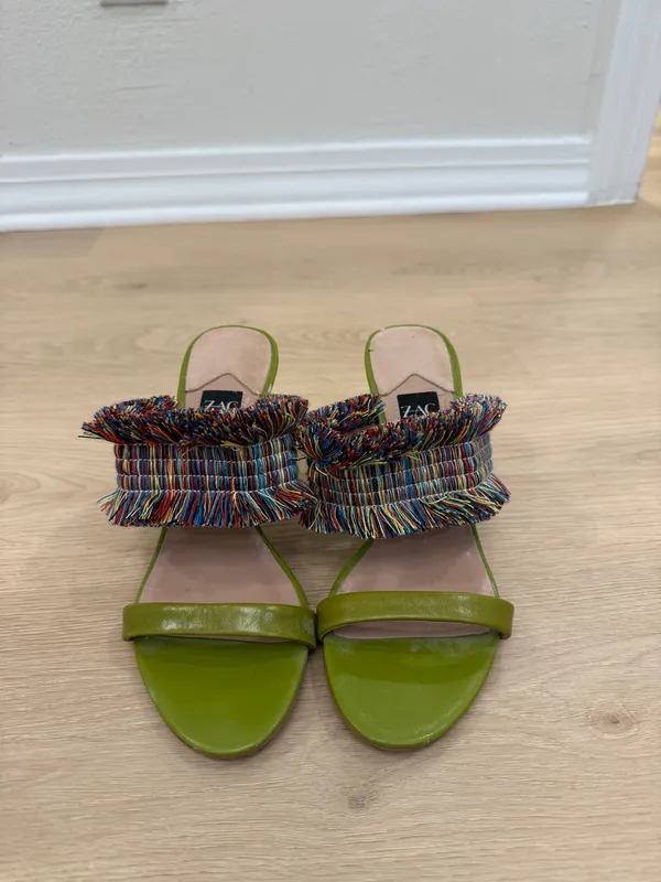 Zac Posen Multicolor Fringe Green Heels - Image 2