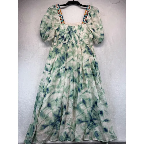 Johnny Was Workshop Maxi Dress Marble puff‎ sleeve Embroidered Neckline XS - Image 9