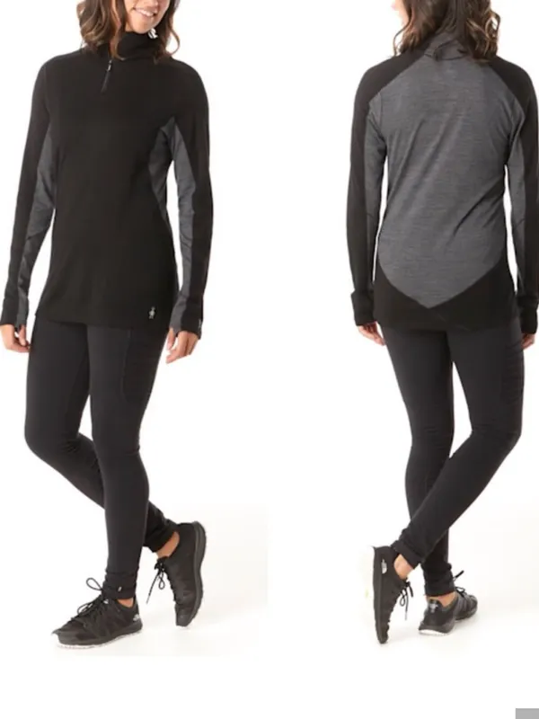 NWT SmartWool Sport 250 Merino Long Sleeve 1/4 Zip Top Black Grey Size Small - Image 2