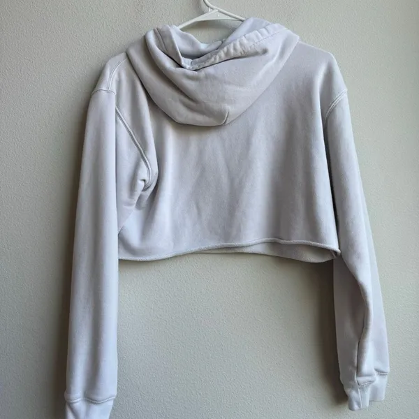 Aritzia Tna Cropped Light Grey Hoodie Sweatshirt Size Small Streetwear Athletic - Image 4