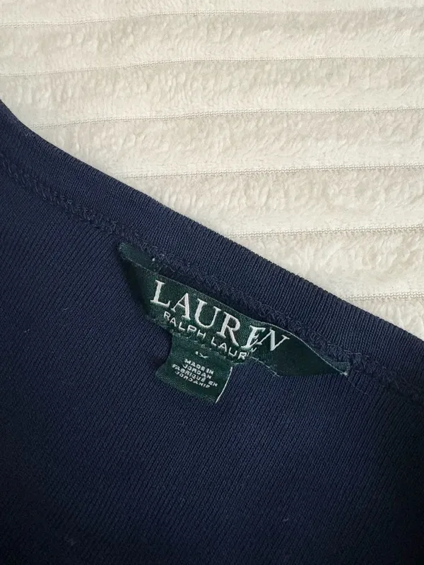 Lauren Ralph Lauren Dark Navy Blue Long Sleeve Crew Neck Knit Top with RL Monogr - Image 9