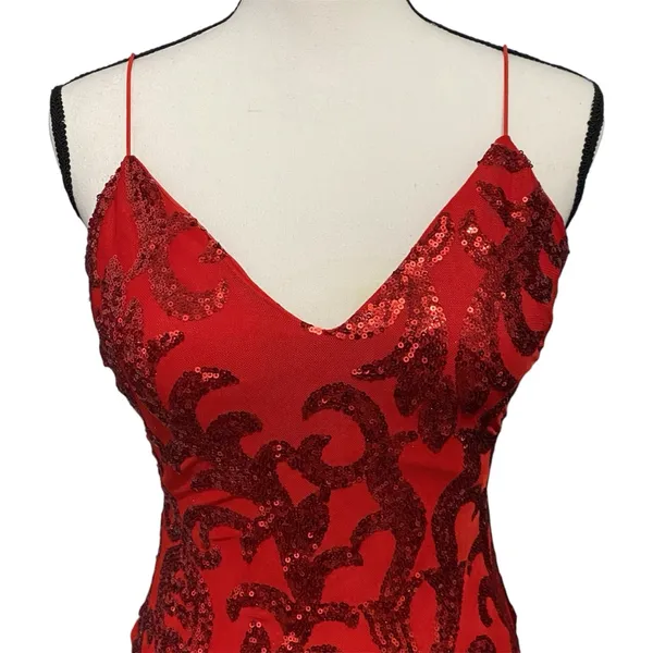 Lovely Day Hello Gorgeous Red Bodycon Sequin Mini Dress Size Small NWT - Image 4