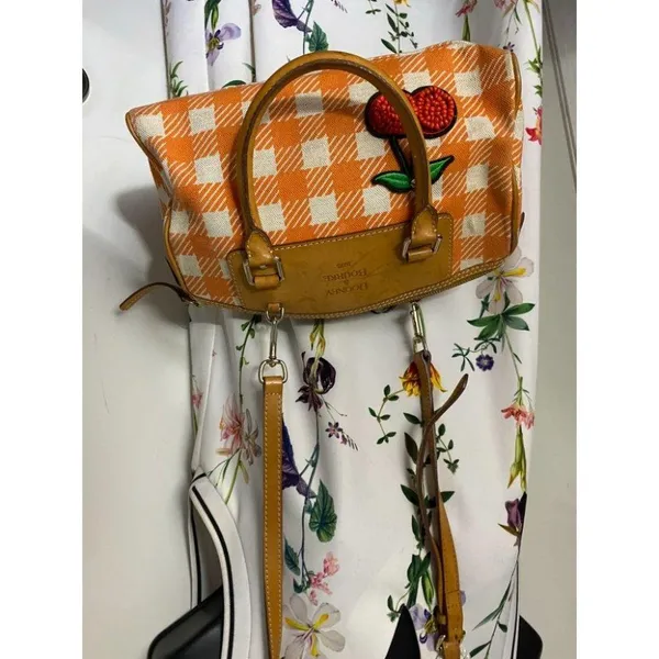 DOONEY & BOURKE Orange White Tote Crossbody Bag - Image 7