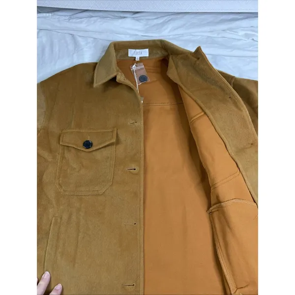 LUCCA Shacket Women Small Camel‎ Brown Faux Wool Utility Jacket Cozy Fall New - Image 4