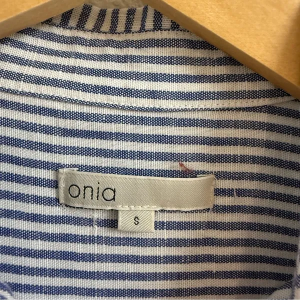 ONIA Striped linen and Lyocell-blend mini shirt dress size small - Image 4