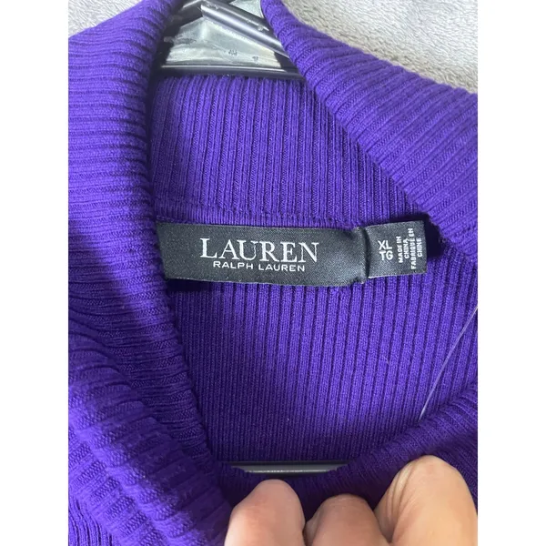 Lauren Ralph Lauren XL Purple Pleated Georgette Long Sleeve Blouse Classic New - Image 6