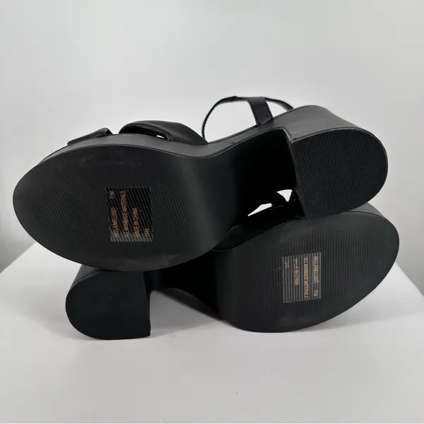 Steve Madden Mella Black Faux Leather Platform Sandals size 11 Ankle Strap - Image 9