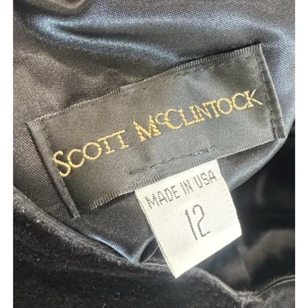 VTG Scott McClintock Black Velvet Maxi Dress Sz 12 USA Made Sleeveless Slit - Image 5