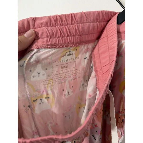 Little Sleepies Pink Boho Bunnies Womens Pajama Jogger Pants Sz Sm Easter Floral - Image 6